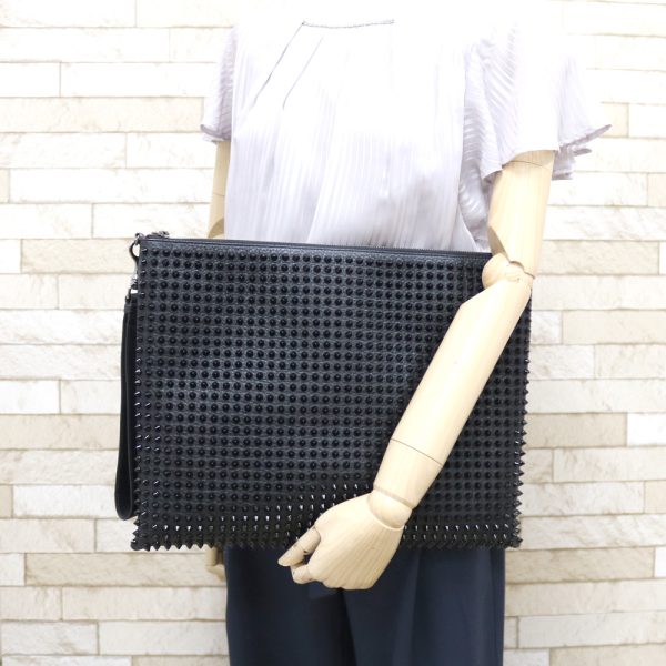 2 Christian Louboutin Clutch Bag Leather Black