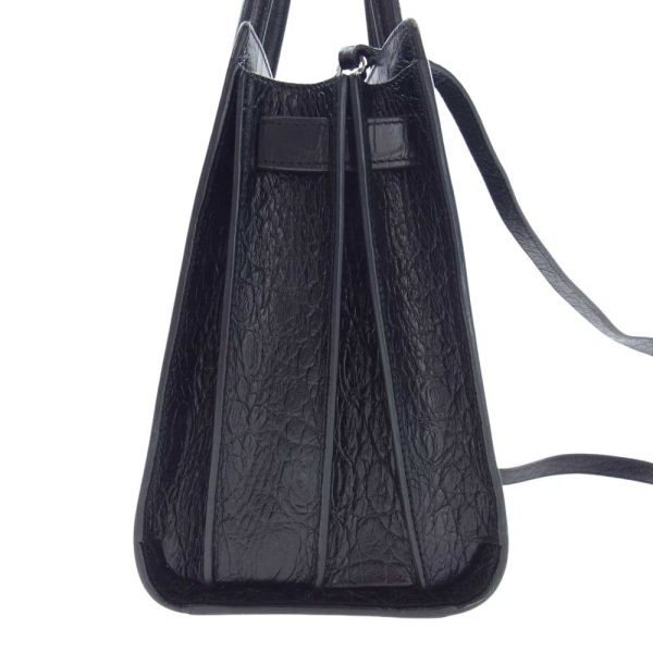 3 Saint Laurent Shoulder Bag Jour Baby Crocodile Embossed Handbag Black