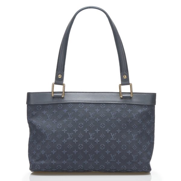 3 Louis Vuitton Monogram Mini Lucile PM Handbag Tote Bag Navy Canvas Leather