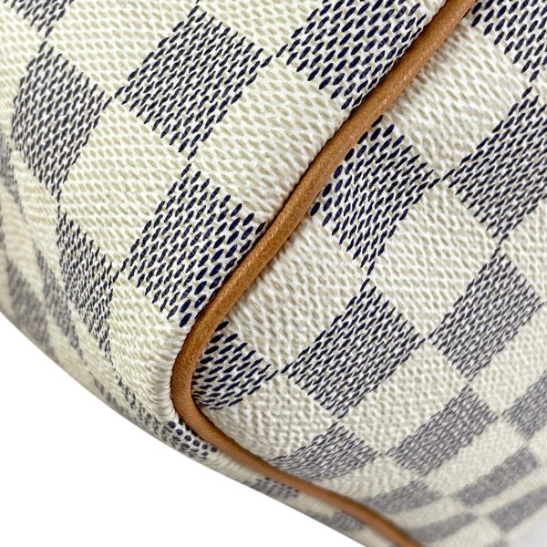 3 Louis Vuitton Speedy 30 Boston Bag Handbag Damier Azur White