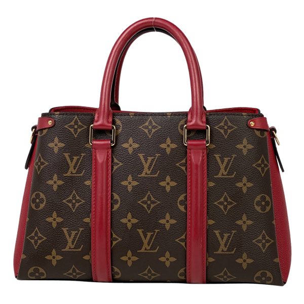 3 Louis Vuitton Soufflot NV BB 2 Way Shoulder Bag Handbag Monogram Brown Suise Red