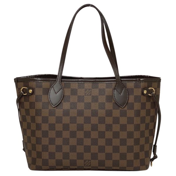 3 Louis Vuitton Neverfull PM Handbag Shopping Tote Bag Damier Brown