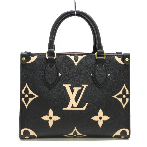 3 Louis Vuitton On The Go PM Tote Bag Black Beige Embossed Noir