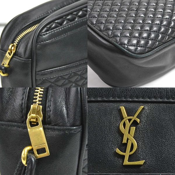 3 Saint Laurent Shoulder Bag Leather Black Gold