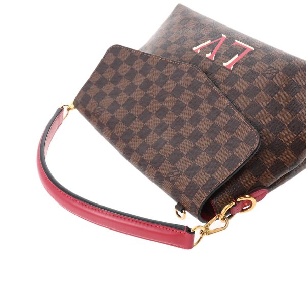 3 Louis Vuitton Damier Bobour MM Scarlet Damier Canvas 2way Bag A Rank