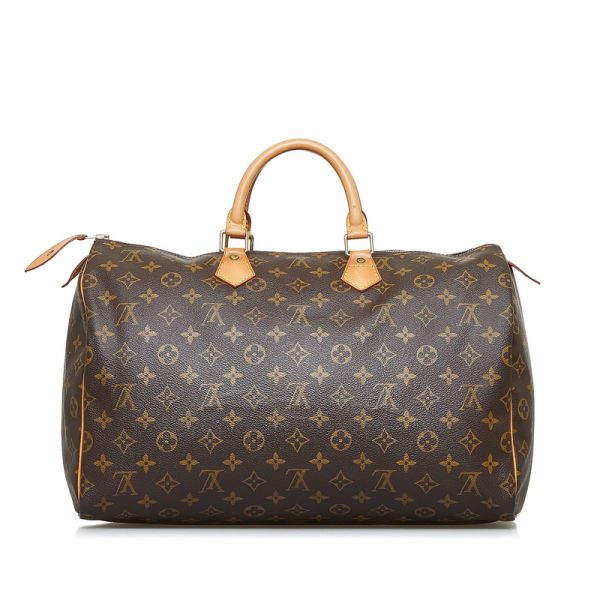 3 Louis Vuitton Monogram Speedy 40 Shoulder Bag Brown