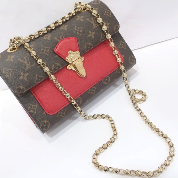 3 Louis Vuitton Vavin Chain Shoulder Bag Monogram Canvas Leather Red