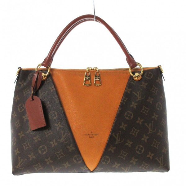 37095287 1 Louis Vuitton V tote MM Mmonogram Canvas Grain Calf Leather Tote Bag