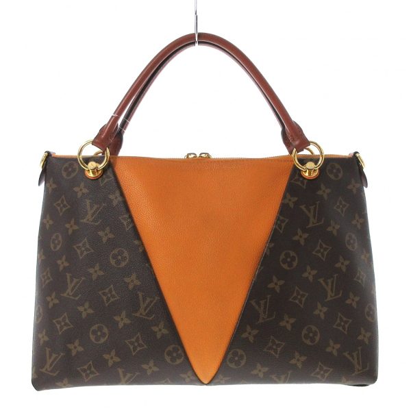 37095287 3 Louis Vuitton V tote MM Mmonogram Canvas Grain Calf Leather Tote Bag