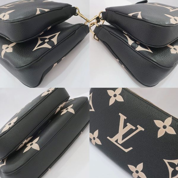 4 Louis Vuitton Multi Pochette Accessoires Bag Monogram Implant Leather Black Creme