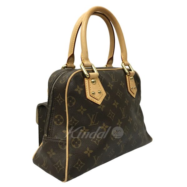 4 Louis Vuitton Manhattan PM Monogram Handbag Mini Boston Bag Brown