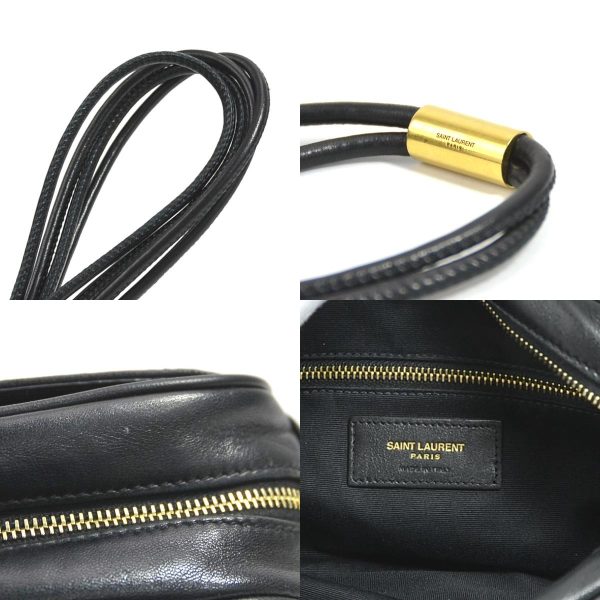 4 Saint Laurent Shoulder Bag Leather Black Gold