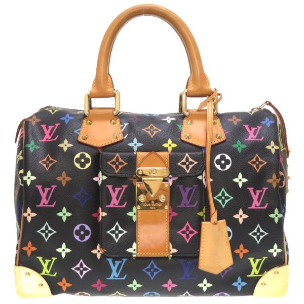 4m0076bga5 1 Louis Vuitton Monogram Multicolor Speedy 30 Noir Handbag