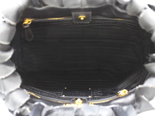 5 Prada Frilled Handbag Gold Metal Fittings Bag Black