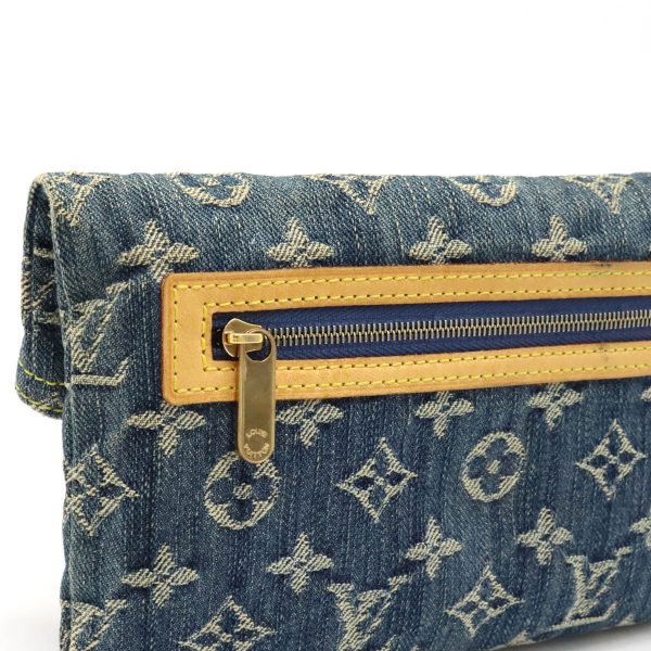 5 Louis Vuitton Monogram Denim Pochette Plat Clutch Bag