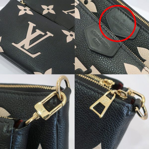 5 Louis Vuitton Multi Pochette Accessoires Bag Monogram Implant Leather Black Creme