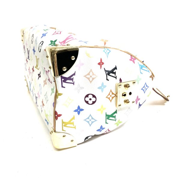 5 Louis Vuitton Monogram Multicolor Speedy 30 Boston Bag WH Bron White