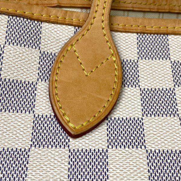 5 Louis Vuitton Neverfull MM Shoulder Bag Tote Bag Damier Azur White