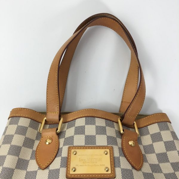 6 Louis Vuitton Hampstead PM Shoulder Bag Damier Azur Canvas White