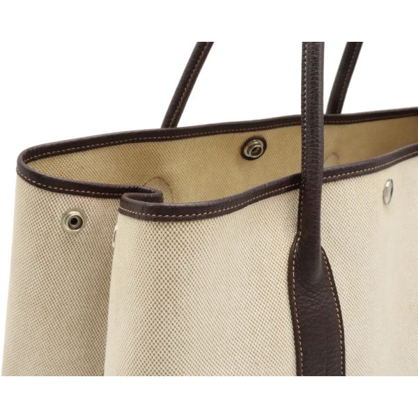 6 Hermes Garden Party PM Tote Bag Canvas Buffle Leather