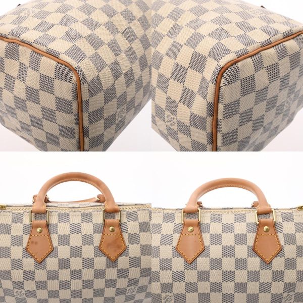 6 Louis Vuitton Damier Azur Speedy 25 White Canvas Handbag