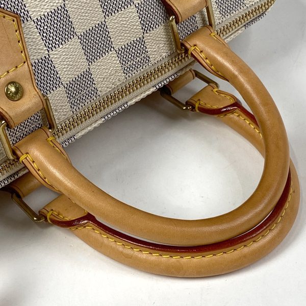 6 Louis Vuitton Speedy 25 Handbag Damier Azur White