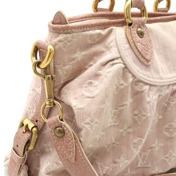 7 Louis Vuitton Monogram Denim Neocabby MM Tote Shoulder Bag Pink