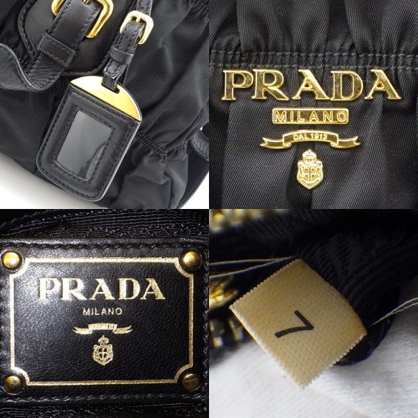 8 Prada Gathered Handbag Tesuto Black Nylon X Leather