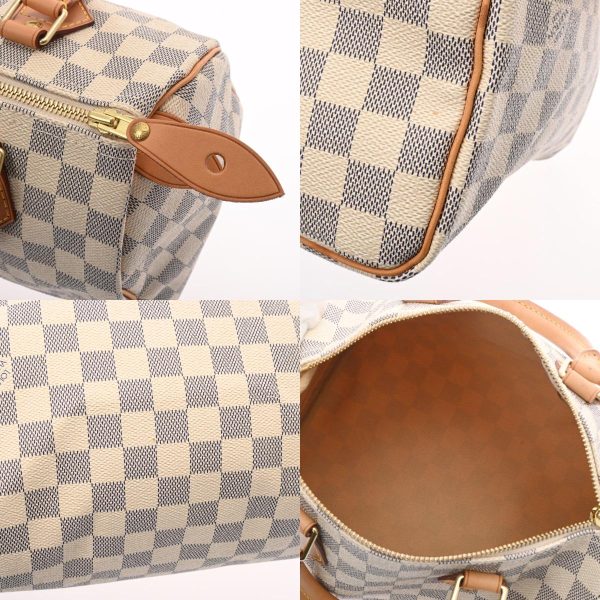 8 Louis Vuitton Damier Azur Speedy 25 White Canvas Handbag