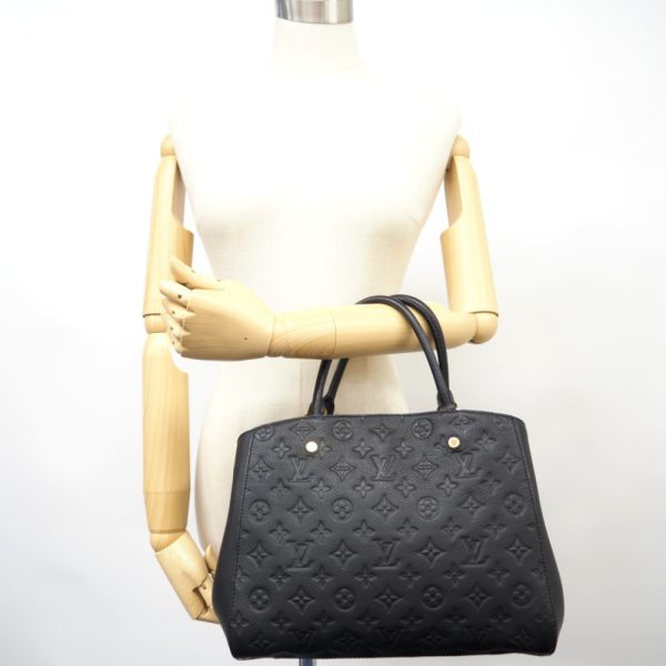 8 Louis Vuitton Montaigne MM Monogram Emplant Handbag Black