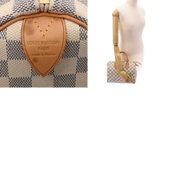 9 Louis Vuitton Damier Azur Speedy 25 White Canvas Handbag