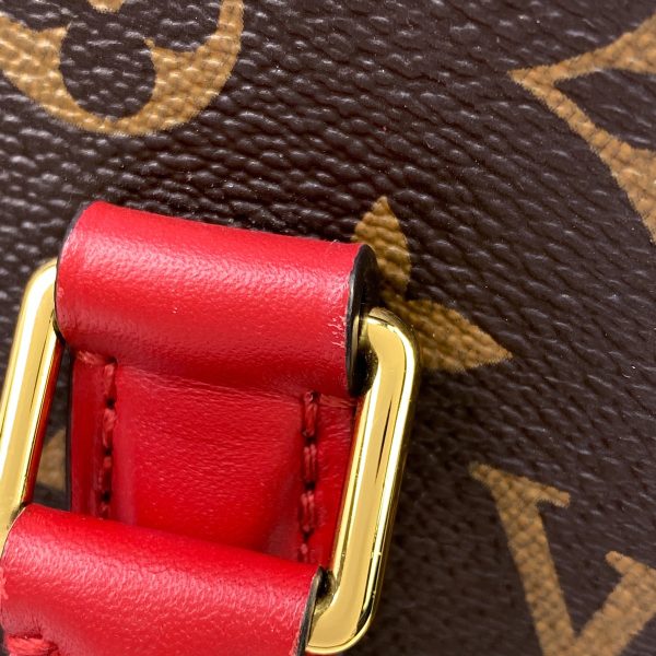 9 Louis Vuitton Soufflot NV BB 2 Way Shoulder Bag Handbag Monogram Brown Suise Red