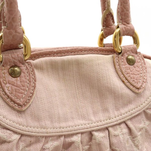 9 Louis Vuitton Monogram Denim Neocabby MM Tote Shoulder Bag Pink