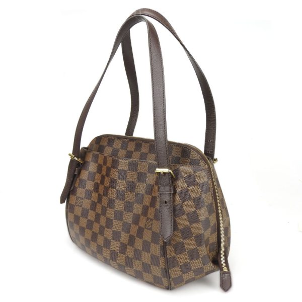 b a21546 2 Louis Vuitton Shoulder Bag Belem MM Damier Ebene Gold Metal