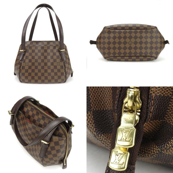 b a21546 3 Louis Vuitton Shoulder Bag Belem MM Damier Ebene Gold Metal