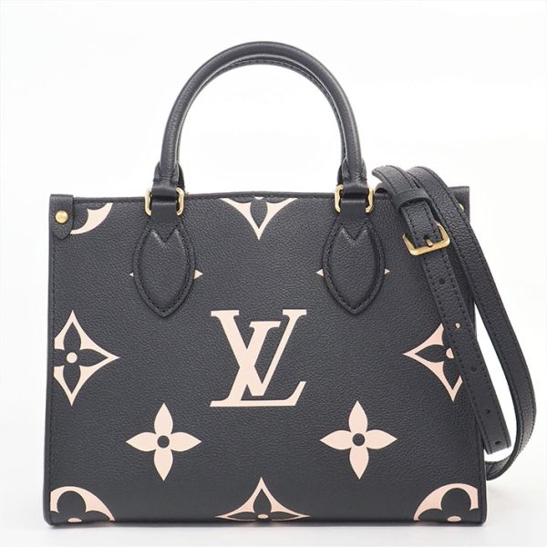 bag 19136 1 Louis Vuitton OnTheGo Monogram Emplant Noir Leather Bi Color Black