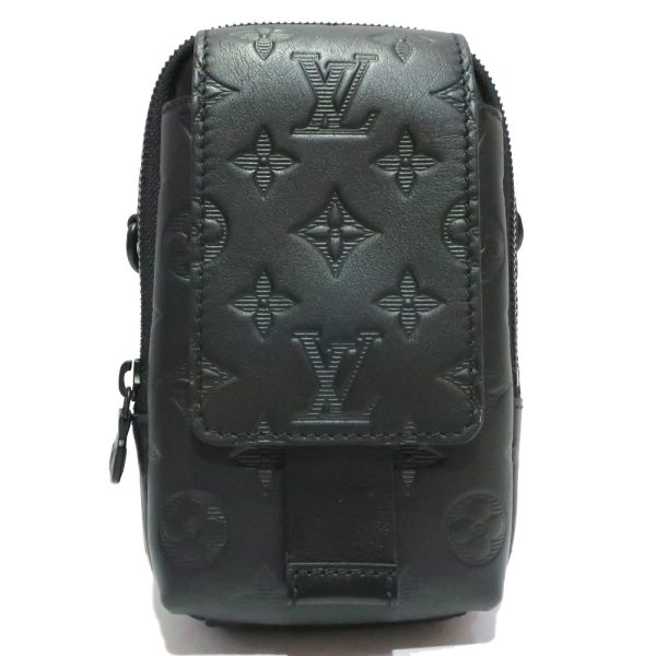 t2306 05 004529km Louis Vuitton Monogram Shadow Leather Double Crossbody Phone Clutch