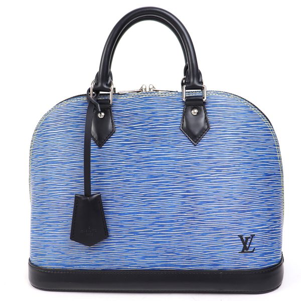 0003467 2 Louis Vuitton Alma PM Epi Denim Leather Handbag Boston Bag Blue