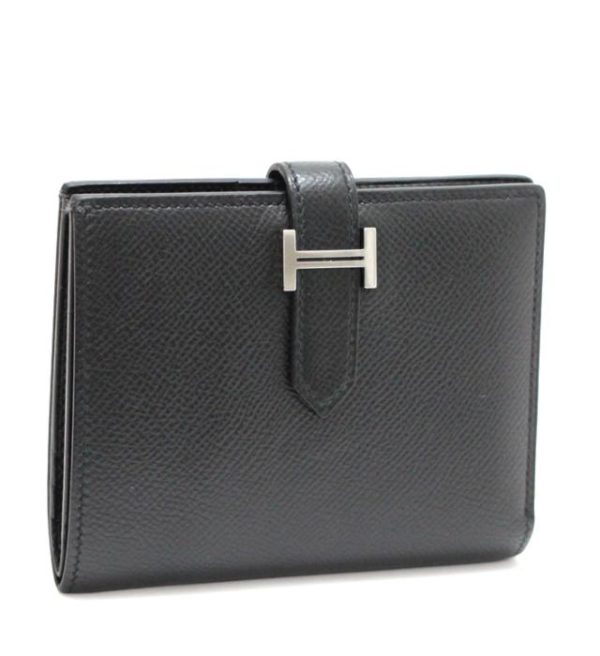 012223 00 1 Hermes Bearn Compact Epson Black Wallet Z Engraved