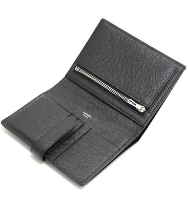 012223 02 Hermes Bearn Compact Epson Black Wallet Z Engraved