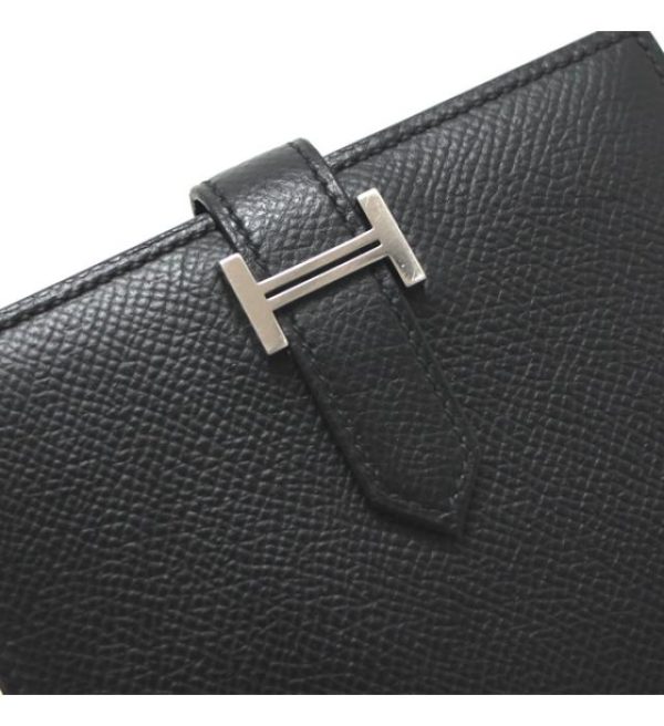 012223 05 Hermes Bearn Compact Epson Black Wallet Z Engraved