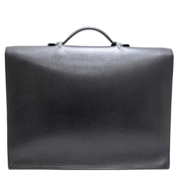 012345 02 Hermes Sac Adépeche 38 Ardennes Black Briefcase Bag □C Engraved