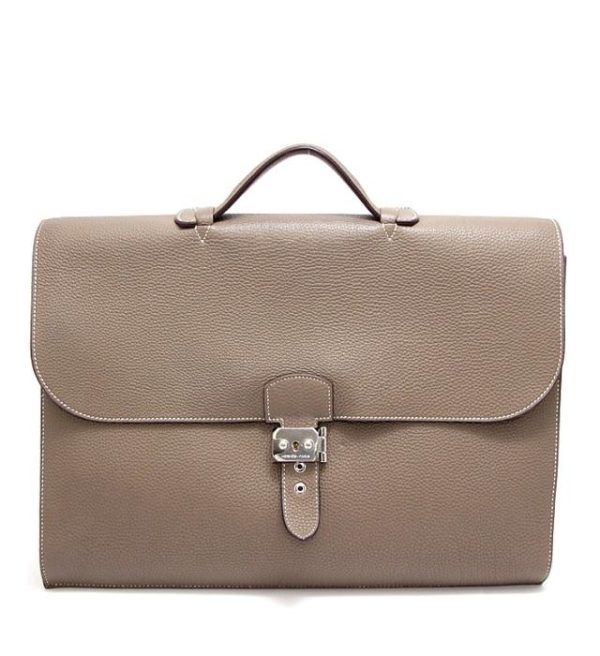 012368 00 1 Hermes Sac Adépeche 41 Etoupe Briefcase Bag □o Engraved