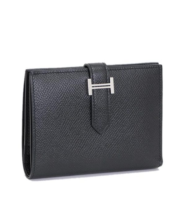 012478 00 1 Hermes Bearn Compact Epson Black Wallet U Engraved