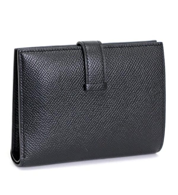 012478 01 Hermes Bearn Compact Epson Black Wallet U Engraved