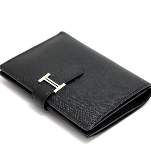 012478 02 Hermes Bearn Compact Epson Black Wallet U Engraved