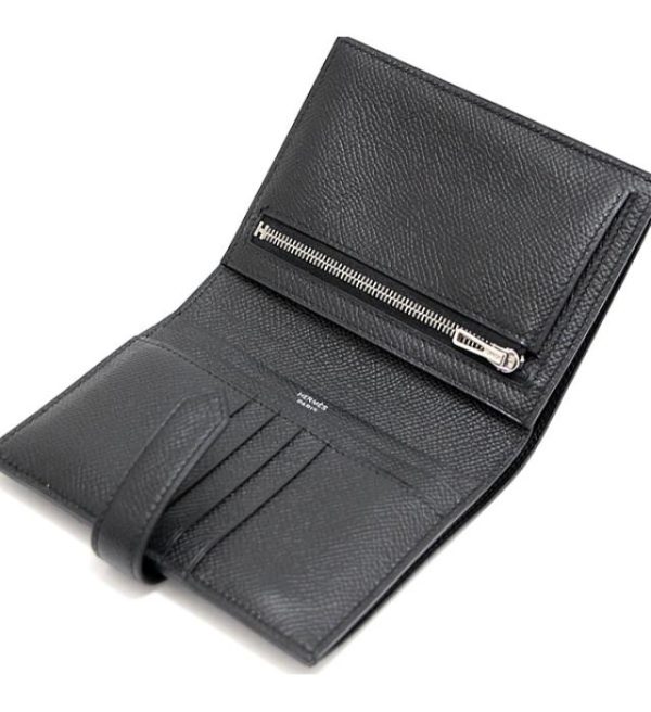 012478 06 Hermes Bearn Compact Epson Black Wallet U Engraved