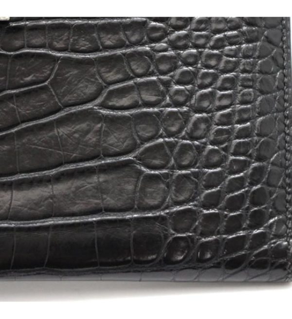 012506 06 Hermes Bearn Classic Croco Alligator Black G Engraved