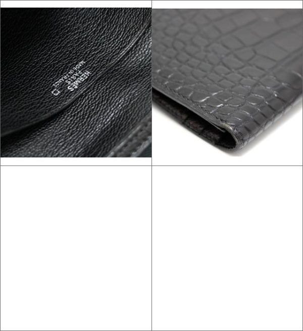 012506 08 Hermes Bearn Classic Croco Alligator Black G Engraved