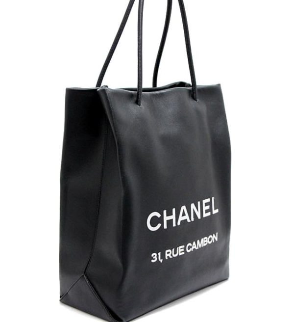 012719 01 Chanel Essential Tote Bag Lambskin Black Leather